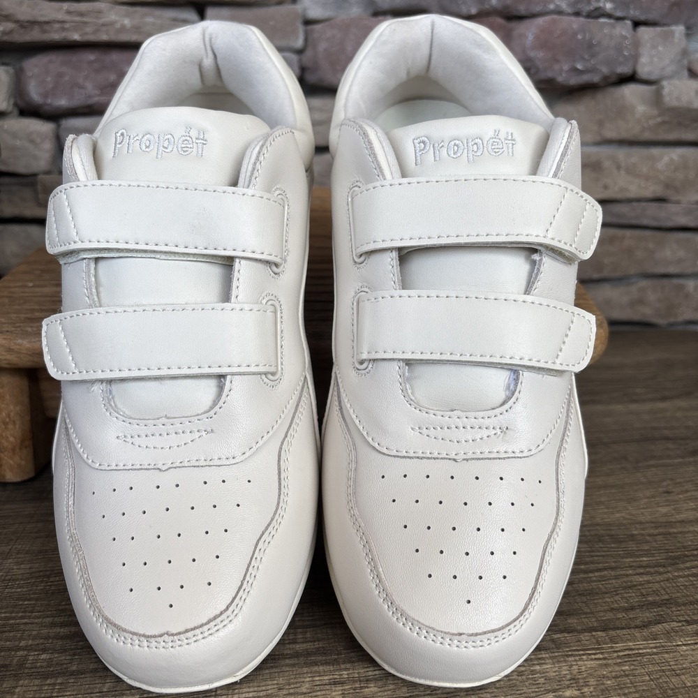 PROPET WOMEN SNEAKER US 8.5 X X(4E) BEIGE TOUR WALKER STRAP LEATHER W3902 EUC!